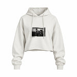 Keith Richards Boston 1975 Oversize Crop Hoodie — Beyaz — Ön baskı