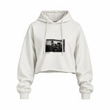 Keith Richards Boston 1975 Oversize Crop Hoodie — Beyaz — Ön baskı