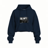 Keith Richards Boston 1975 Oversize Crop Hoodie — Lacivert — Ön baskı