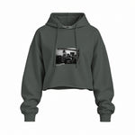 Keith Richards Boston 1975 Oversize Crop Hoodie — Antrasit — Ön baskı