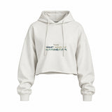 The Great Wave of Kanagawa Oversize Crop Hoodie — Beyaz — Ön baskı