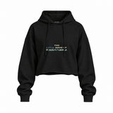 The Great Wave of Kanagawa Oversize Crop Hoodie — Siyah — Ön baskı