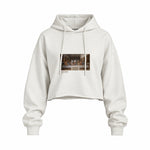 Son Akşam Yemeği Oversize Crop Hoodie — Beyaz — Ön baskı