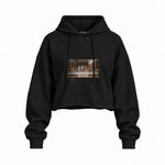 Son Akşam Yemeği Oversize Crop Hoodie — Siyah — Ön baskı