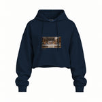 Son Akşam Yemeği Oversize Crop Hoodie — Lacivert — Ön baskı