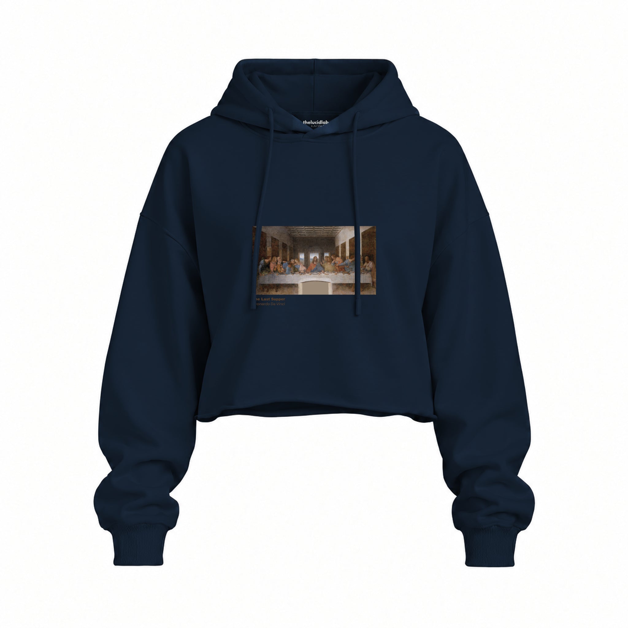 Son Akşam Yemeği Oversize Crop Hoodie — Lacivert — Ön baskı