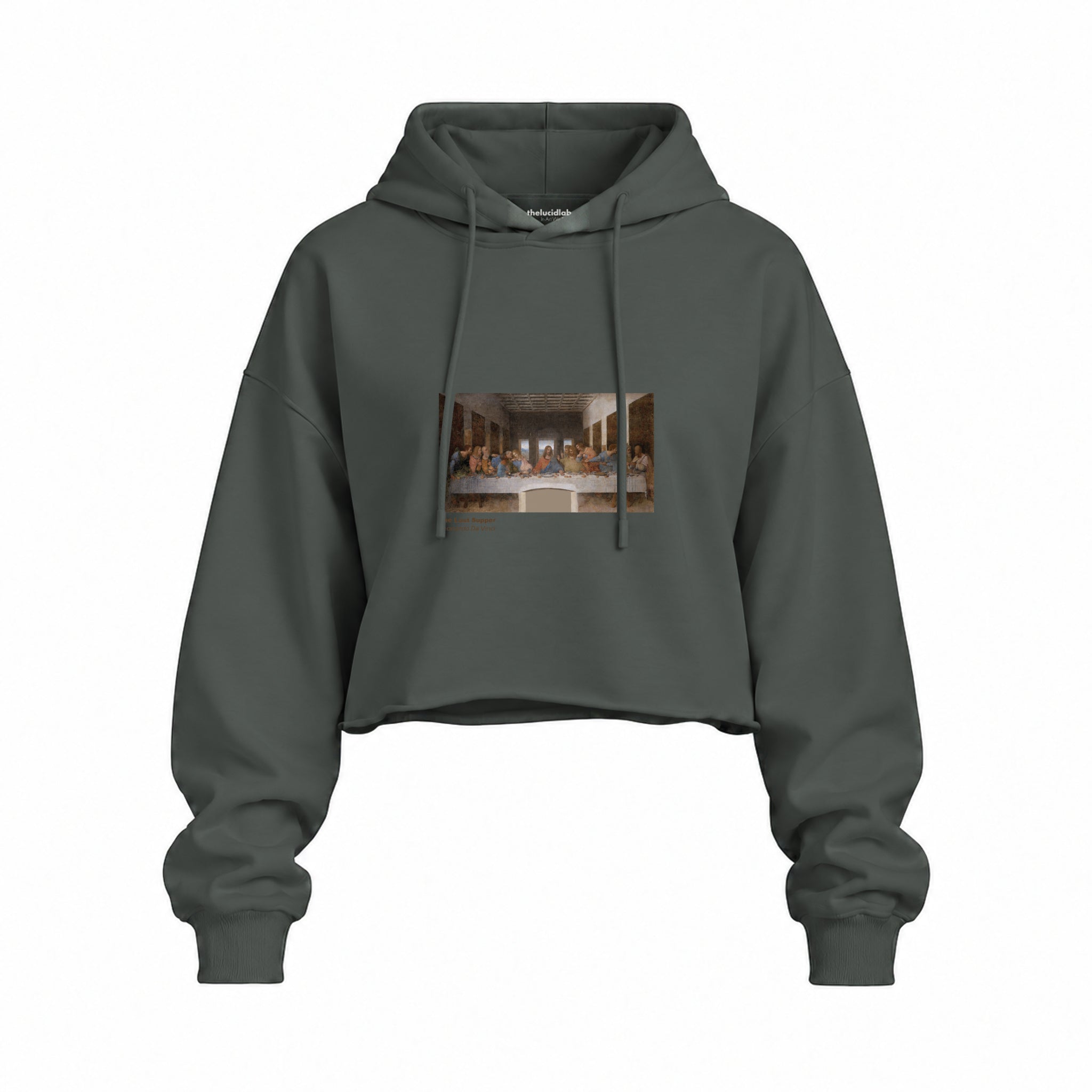 Son Akşam Yemeği Oversize Crop Hoodie — Antrasit — Ön baskı