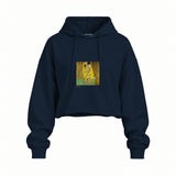 The Kiss Oversize Crop Hoodie — Lacivert — Ön baskı