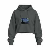 The Starry Night Oversize Crop Hoodie — Antrasit — Ön baskı