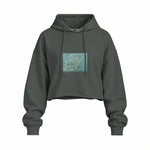 Almond Blossoms Oversize Crop Hoodie — Antrasit — Ön baskı