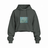 Almond Blossoms Oversize Crop Hoodie — Antrasit — Ön baskı
