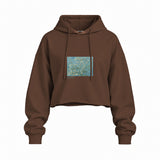 Almond Blossoms Oversize Crop Hoodie — Kahverengi — Ön baskı