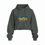 Buğday Tarlası ve Kargalar Oversize Crop Hoodie — Antrasit — Ön baskı
