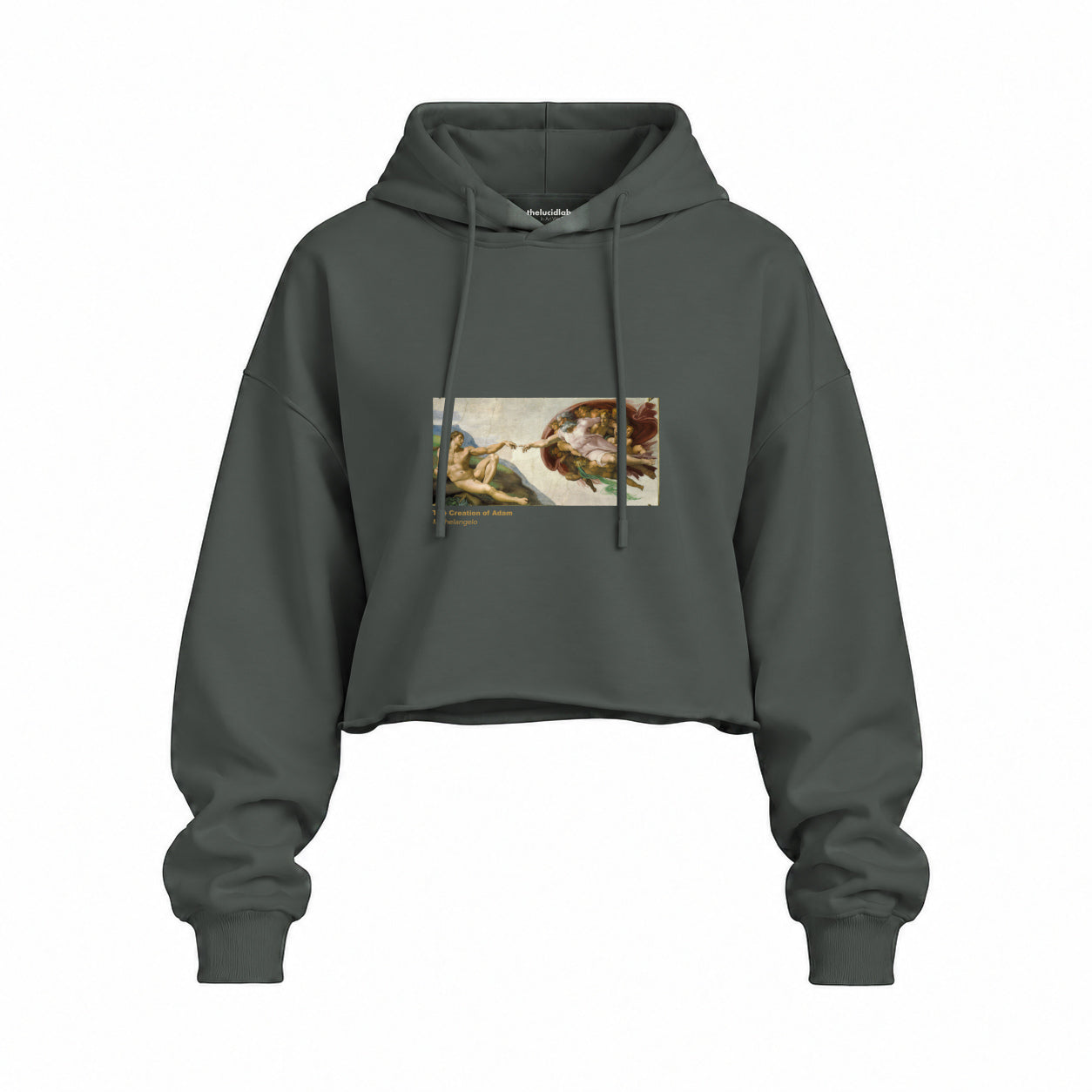 The Creation Oversize Crop Hoodie — Antrasit — Ön baskı