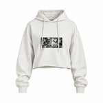 Guernica Oversize Crop Hoodie — Beyaz — Ön baskı