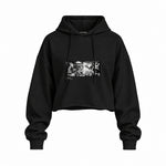 Guernica Oversize Crop Hoodie — Siyah — Ön baskı