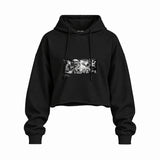 Guernica Oversize Crop Hoodie — Siyah — Ön baskı