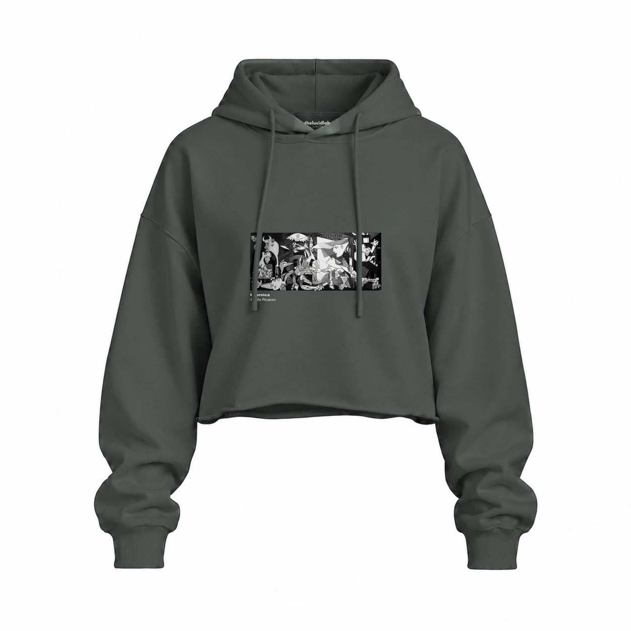 Guernica Oversize Crop Hoodie — Antrasit — Ön baskı