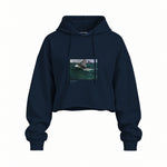 The Green Wave Oversize Crop Hoodie — Lacivert — Ön baskı
