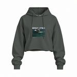 The Green Wave Oversize Crop Hoodie — Antrasit — Ön baskı