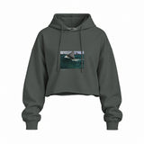 The Green Wave Oversize Crop Hoodie — Antrasit — Ön baskı