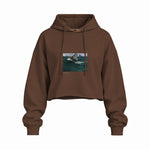The Green Wave Oversize Crop Hoodie — Kahverengi — Ön baskı