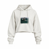 The Green Wave Oversize Crop Hoodie — Beyaz — Ön baskı