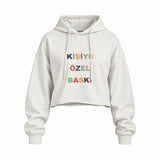 Kişiye Özel Baskılı Oversize Crop Hoodie — Beyaz — Ön baskı