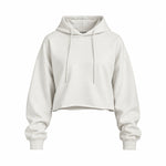 Basic Oversize Crop Fit Hoodie — Beyaz — Ön baskı