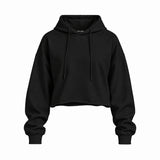 Basic Oversize Crop Fit Hoodie — Siyah — Ön baskı