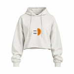 Orange Oversize Crop Hoodie — Beyaz — Ön baskı
