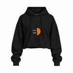 Orange Oversize Crop Hoodie — Siyah — Ön baskı