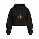 Orange Oversize Crop Hoodie — Siyah — Ön baskı