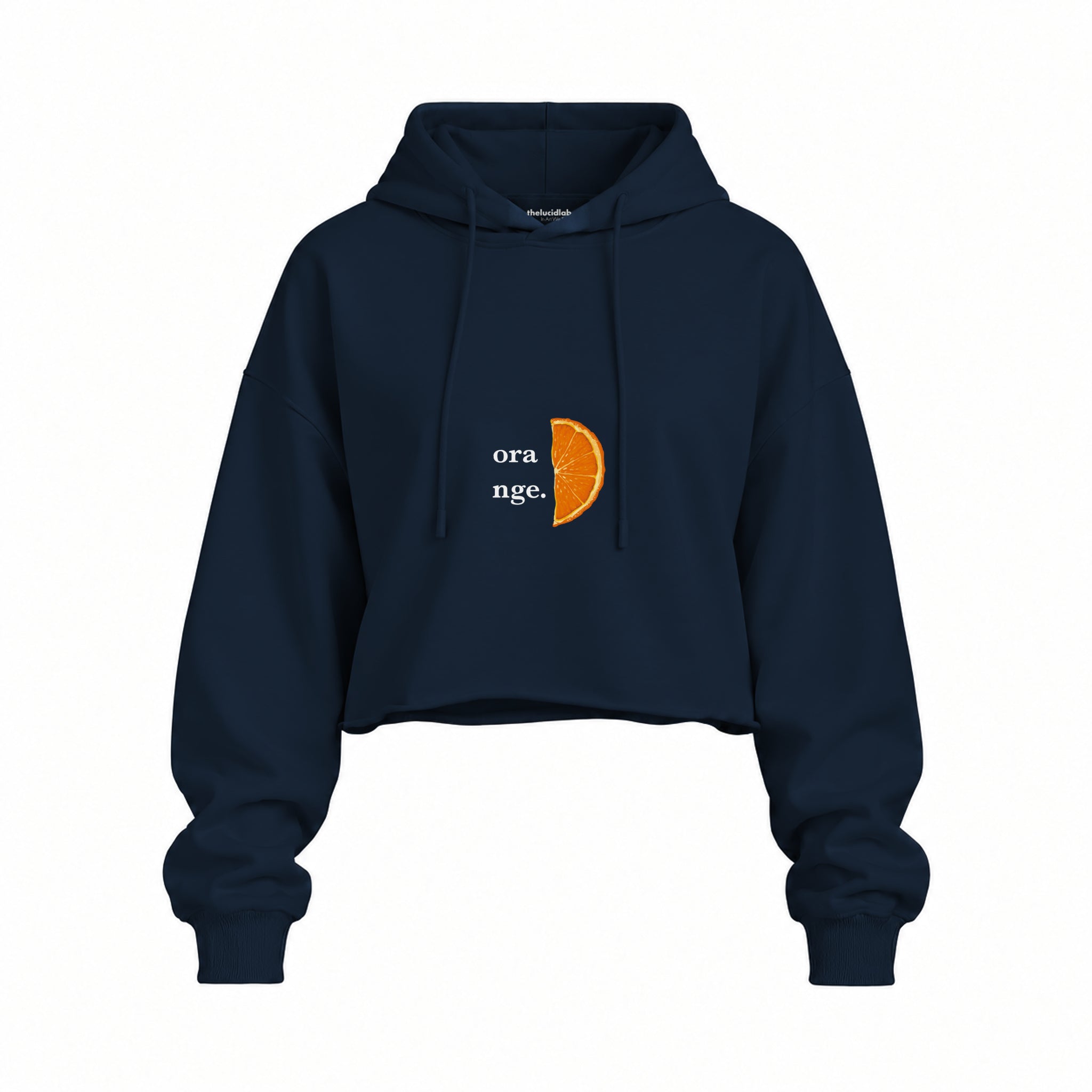 Orange Oversize Crop Hoodie — Lacivert — Ön baskı