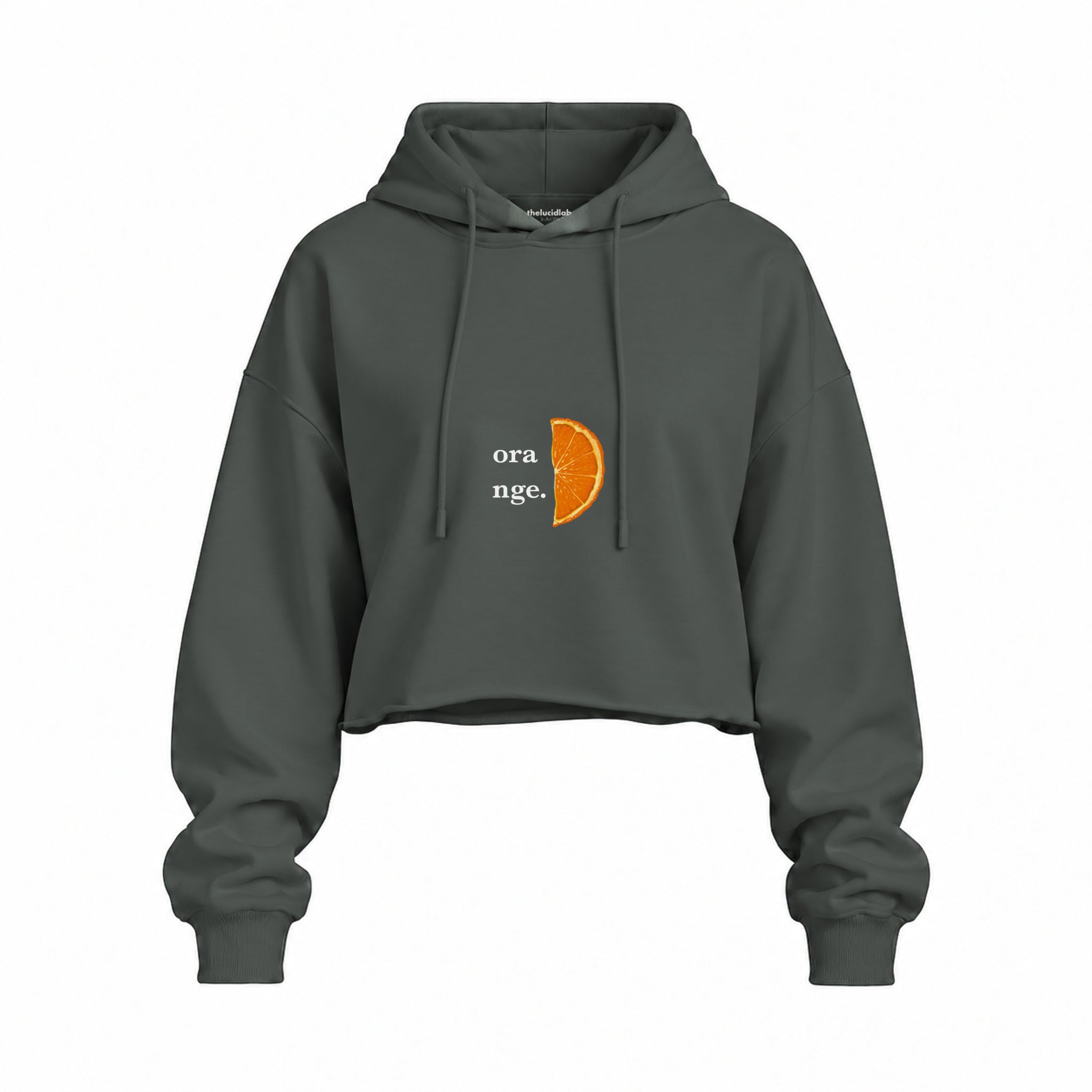 Orange Oversize Crop Hoodie — Antrasit — Ön baskı