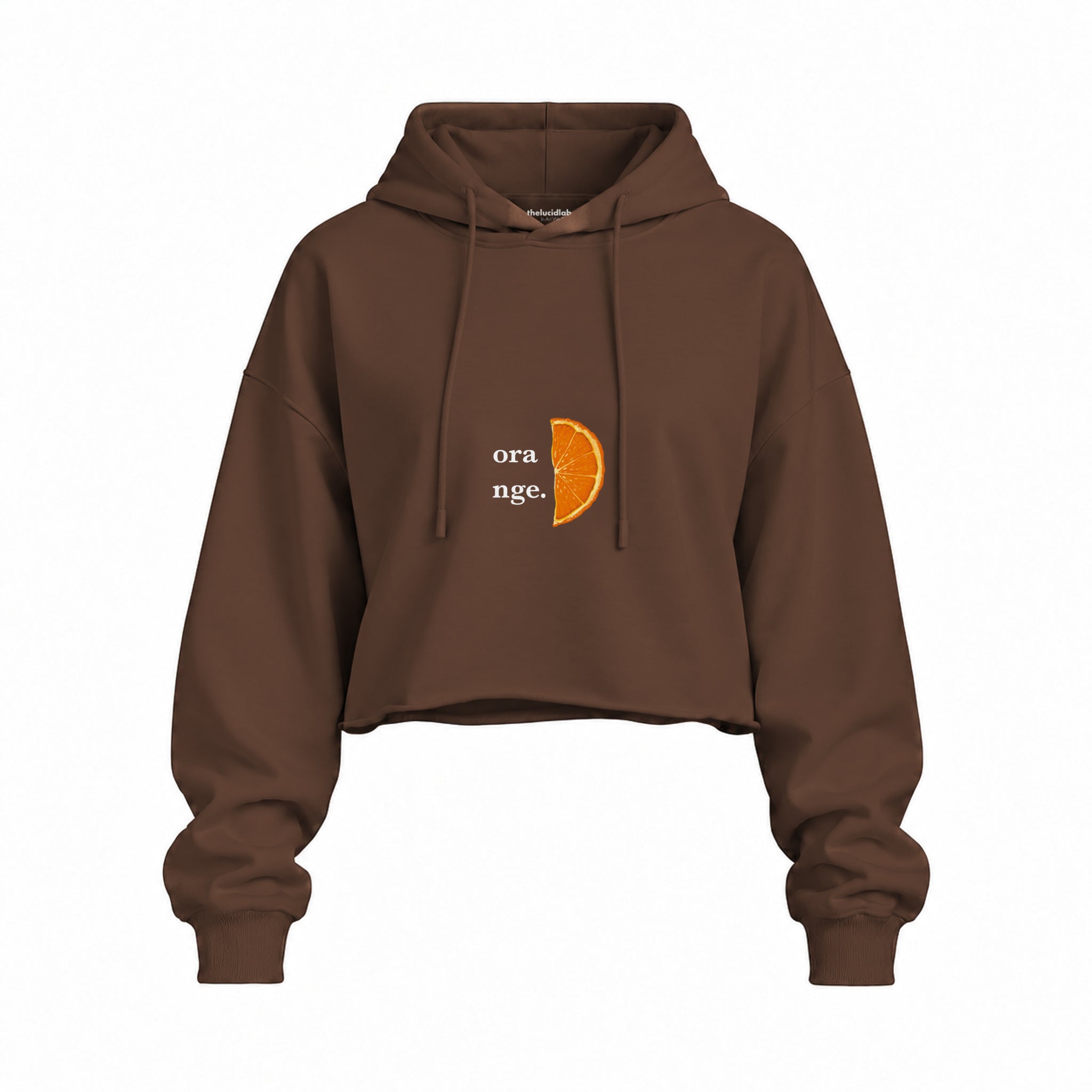 Orange Oversize Crop Hoodie — Kahverengi — Ön baskı