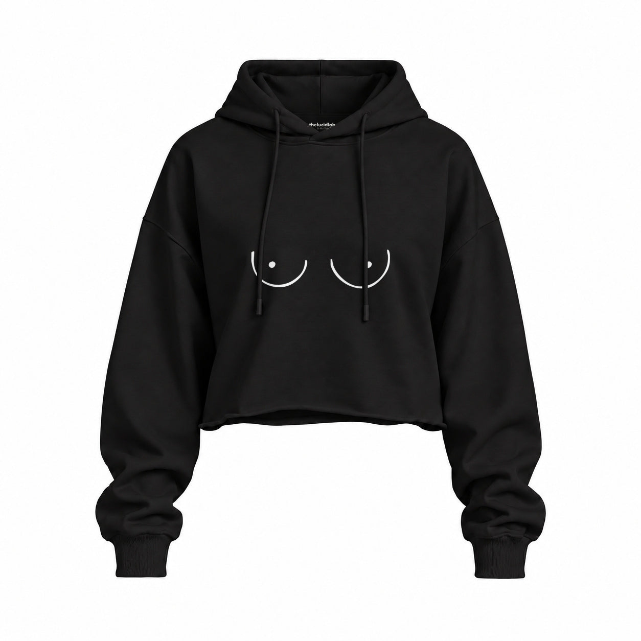 Uncensored Oversize Crop Hoodie — Siyah — Ön baskı
