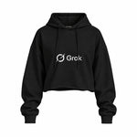 Grok Oversize Crop Hoodie — Siyah — Ön baskı