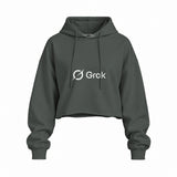 Grok Oversize Crop Hoodie — Antrasit — Ön baskı