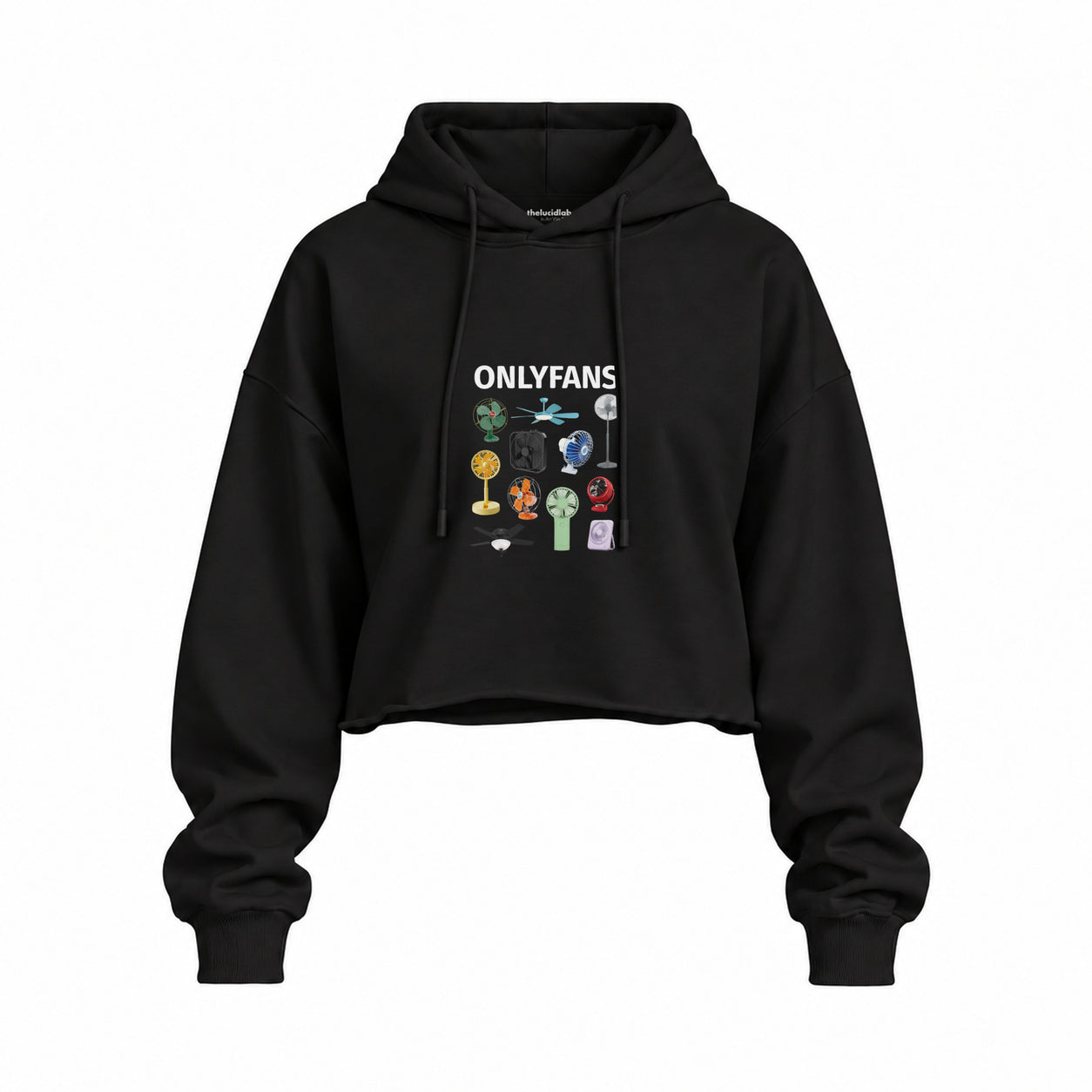 Onlyfans Oversize Crop Hoodie — Siyah — Ön baskı