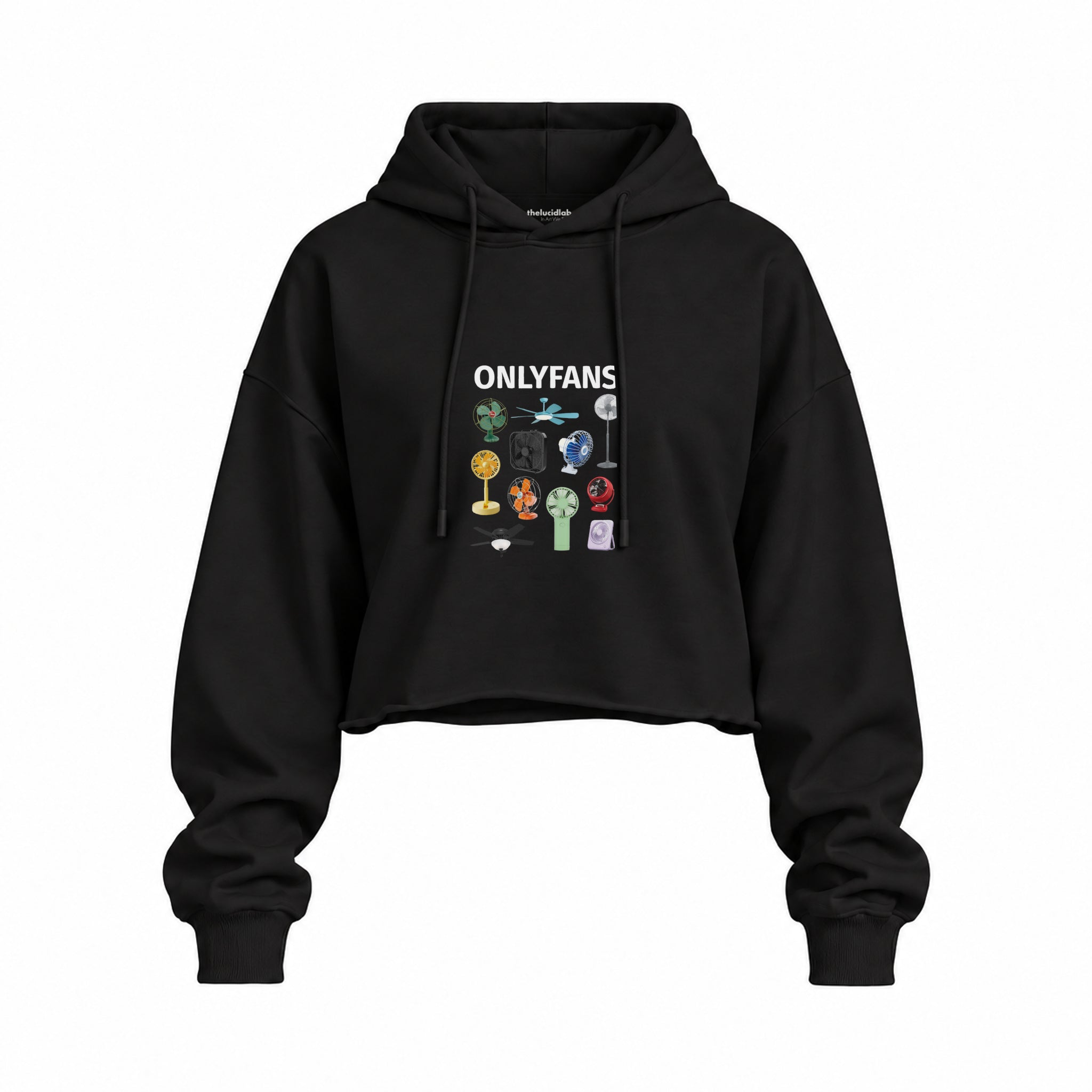 Onlyfans Oversize Crop Hoodie — Siyah — Ön baskı