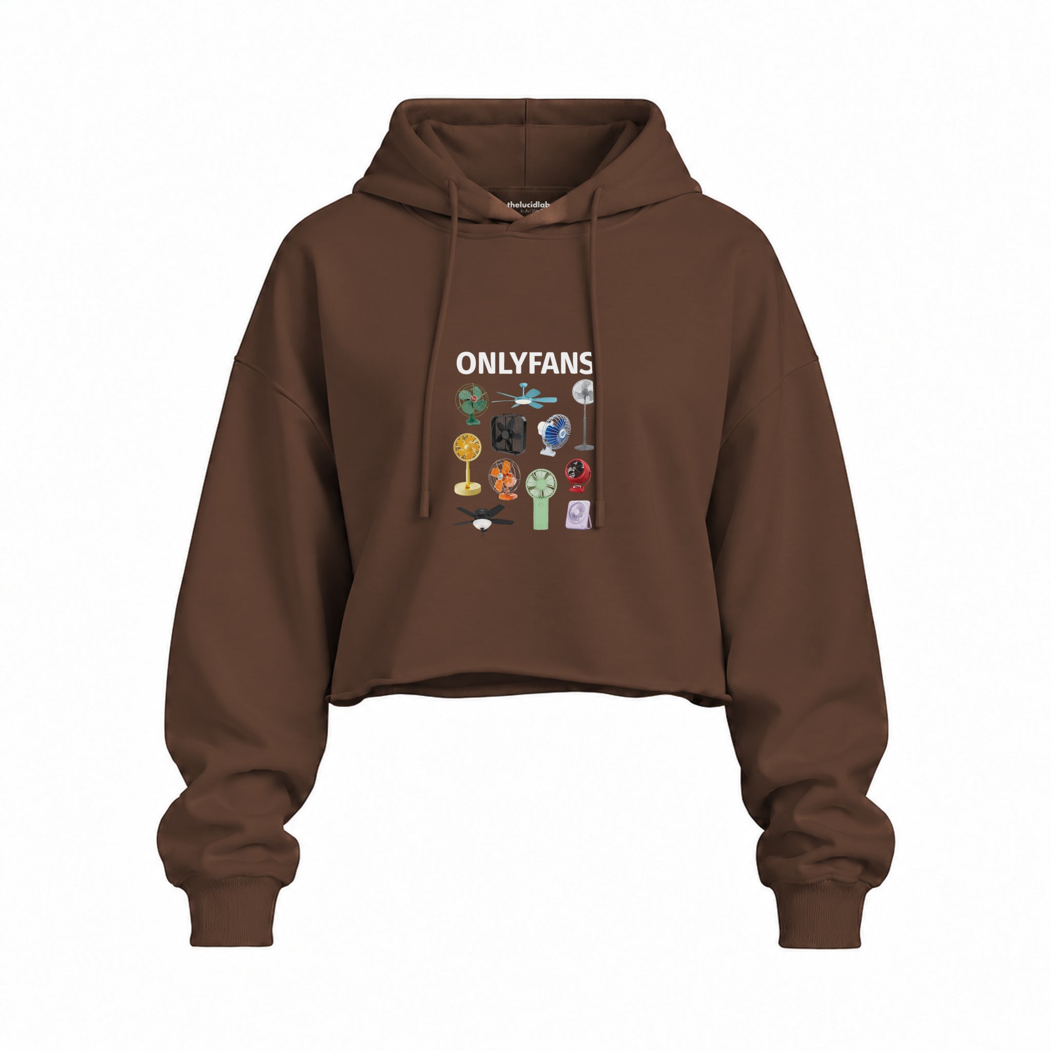 Onlyfans Oversize Crop Hoodie — Kahverengi — Ön baskı