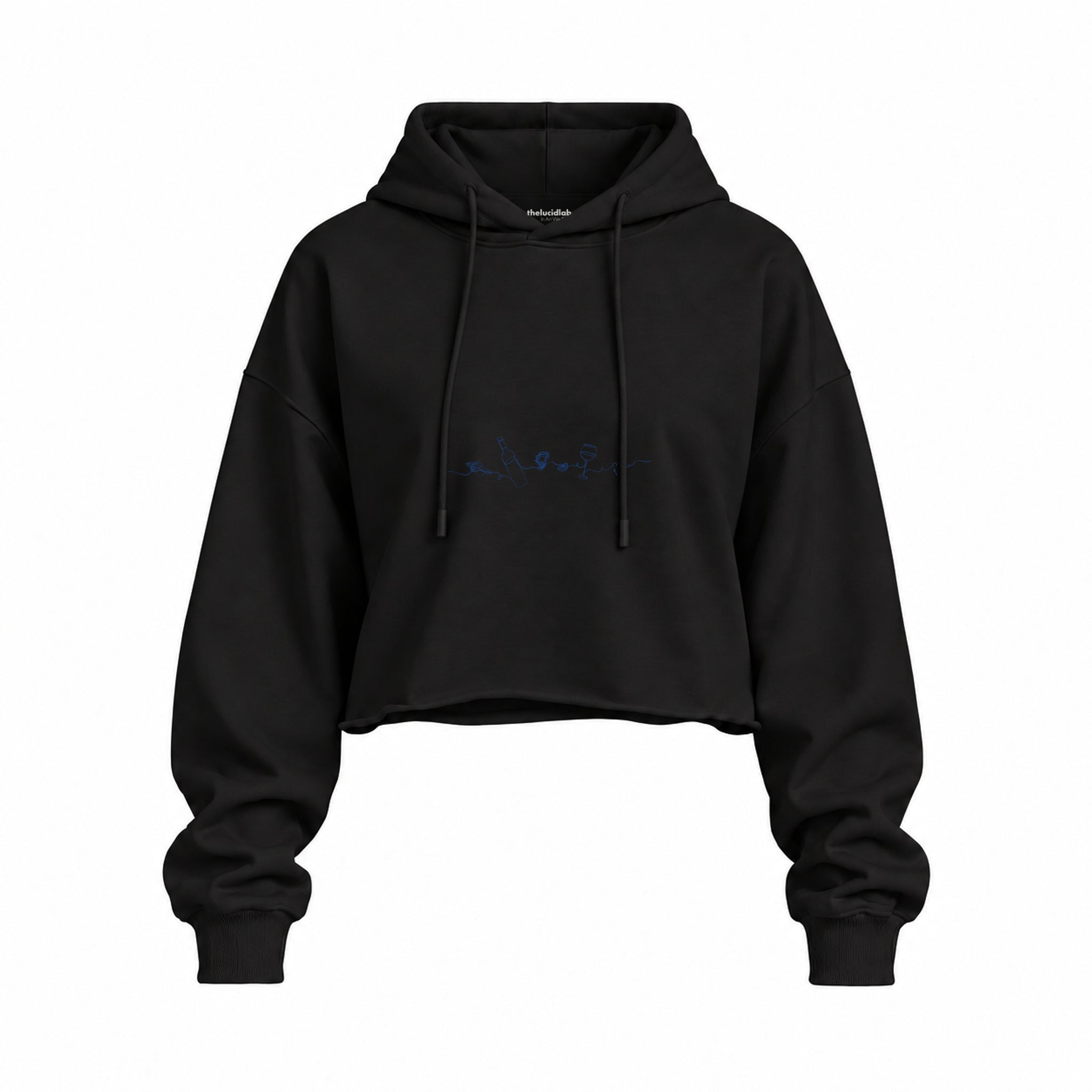 Dolce Peccato Oversize Crop Hoodie — Siyah — Ön baskı