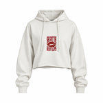Ruby Lips Oversize Crop Hoodie — Beyaz — Ön baskı
