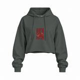 Ruby Lips Oversize Crop Hoodie — Antrasit — Ön baskı