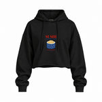 Sushi Lover Club Oversize Crop Hoodie — Siyah — Ön baskı