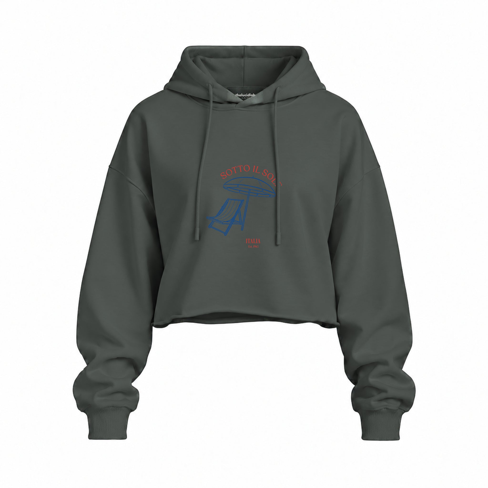 Sotto Il Sole Oversize Crop Hoodie — Antrasit — Ön baskı