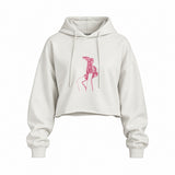 Hot Steps Oversize Crop Hoodie — Beyaz — Ön baskı