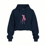 Hot Steps Oversize Crop Hoodie — Lacivert — Ön baskı