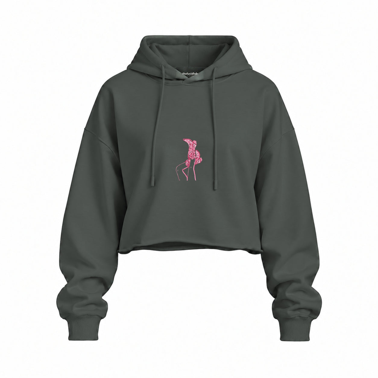 Hot Steps Oversize Crop Hoodie — Antrasit — Ön baskı